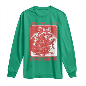 Christmas Lights And Womens Rights Long Sleeve Shirt Raccoon Female Rage Holiday Gift - Print Your Wear