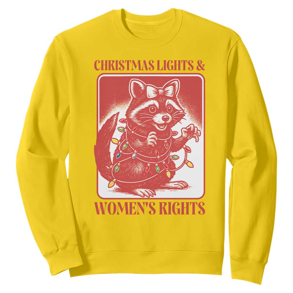 Christmas Lights And Womens Rights Sweatshirt Raccoon Female Rage Holiday Gift - Print Your Wear