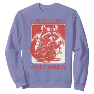 Christmas Lights And Womens Rights Sweatshirt Raccoon Female Rage Holiday Gift TS12 Violet Print Your Wear