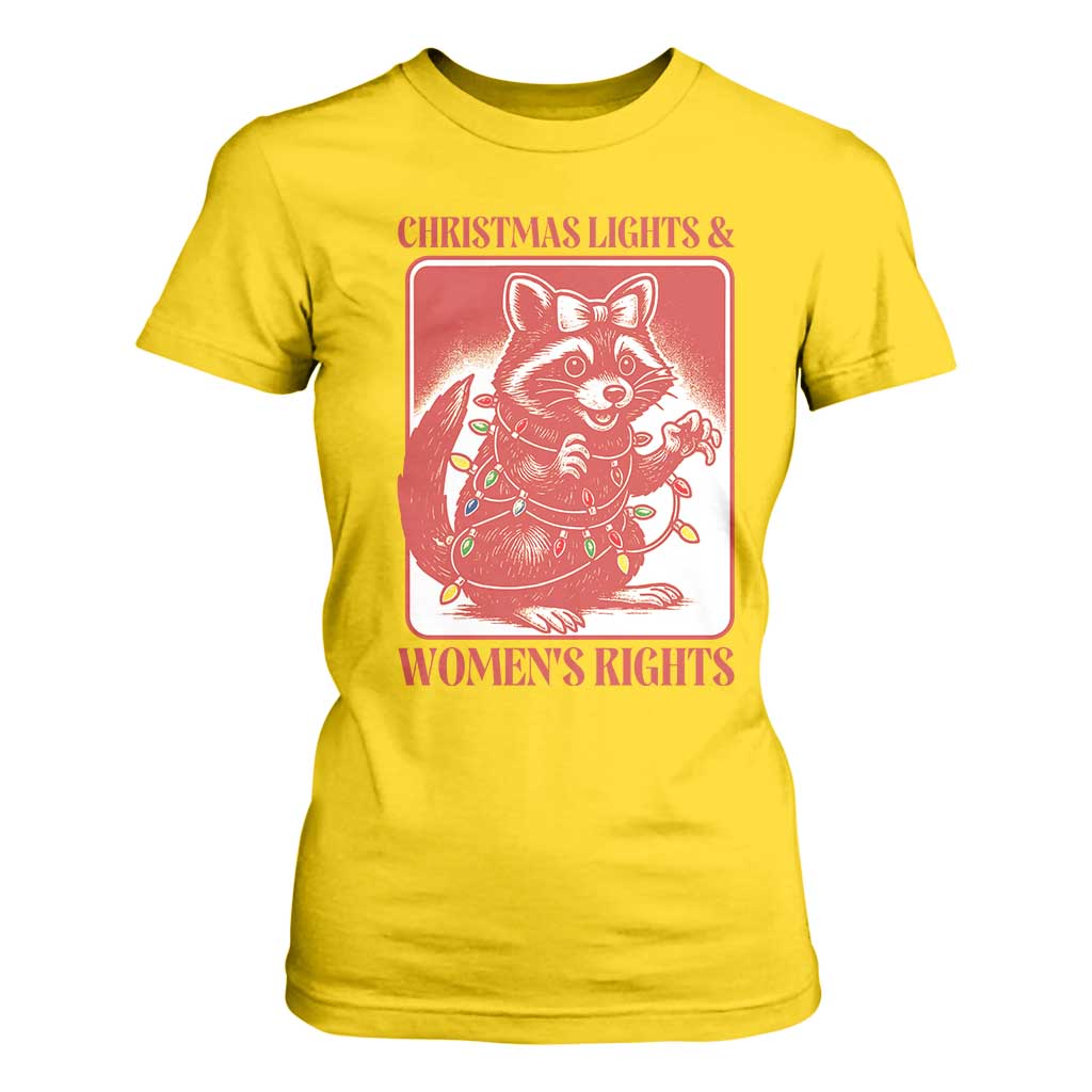 Christmas Lights And Womens Rights T Shirt For Women Raccoon Female Rage Holiday Gift - Print Your Wear