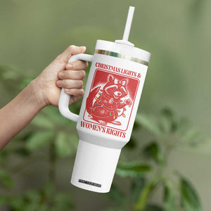 Christmas Lights And Womens Rights Tumbler With Handle Raccoon Female Rage Holiday Gift TS12 Print Your Wear