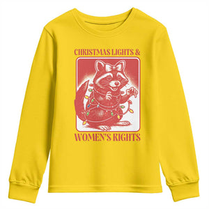 Christmas Lights And Womens Rights Youth Sweatshirt Raccoon Female Rage Holiday Gift - Print Your Wear
