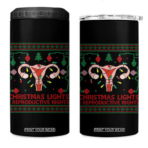 Christmas Lights And Reproductive Rights 4 in 1 Can Cooler Tumbler Xmas Feminist Supporter Gift TS12 One Size: 16 oz Black Print Your Wear