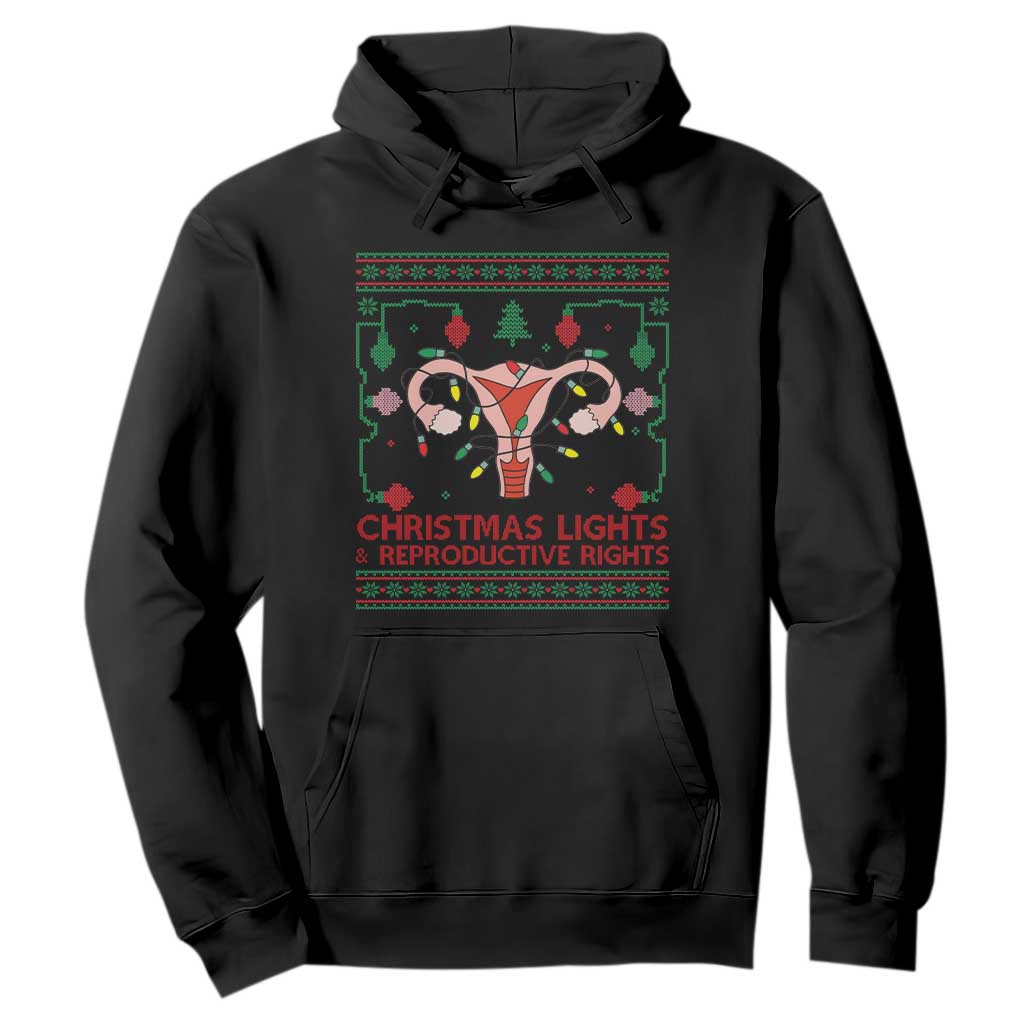 Christmas Lights And Reproductive Rights Hoodie Xmas Feminist Supporter Gift TS12 Black Print Your Wear