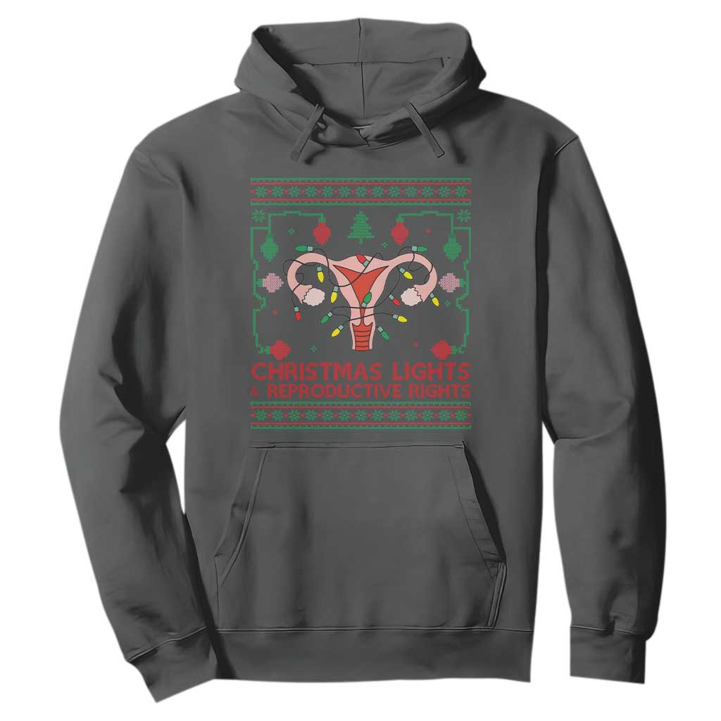 Christmas Lights And Reproductive Rights Hoodie Xmas Feminist Supporter Gift TS12 Dark Heather Print Your Wear