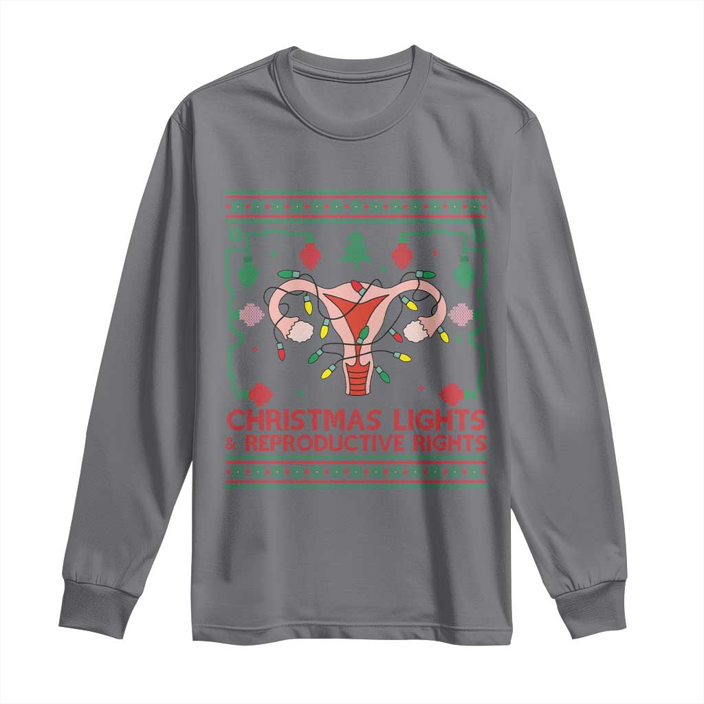 Christmas Lights And Reproductive Rights Long Sleeve Shirt Xmas Feminist Supporter Gift TS12 Charcoal Print Your Wear