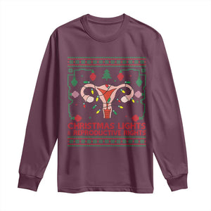 Christmas Lights And Reproductive Rights Long Sleeve Shirt Xmas Feminist Supporter Gift TS12 Maroon Print Your Wear