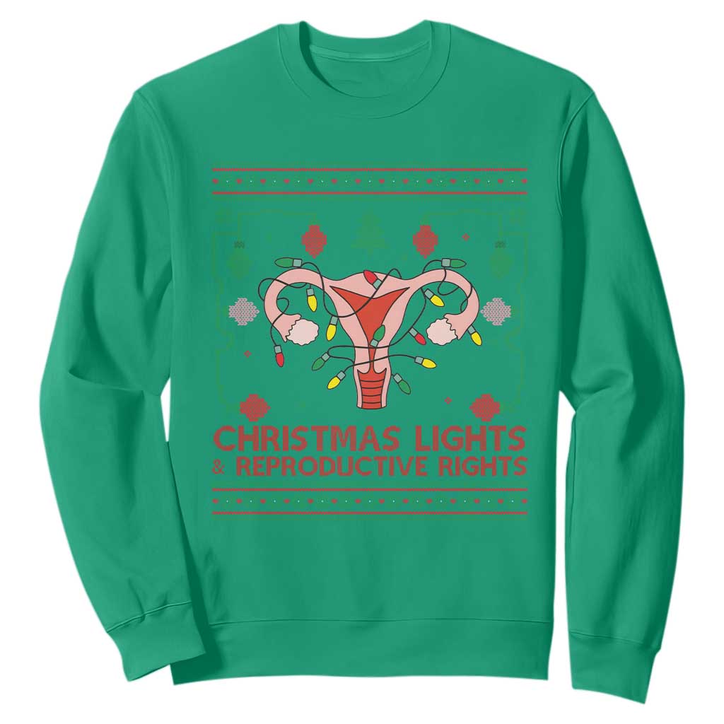 Christmas Lights And Reproductive Rights Sweatshirt Xmas Feminist Supporter Gift TS12 Irish Green Print Your Wear