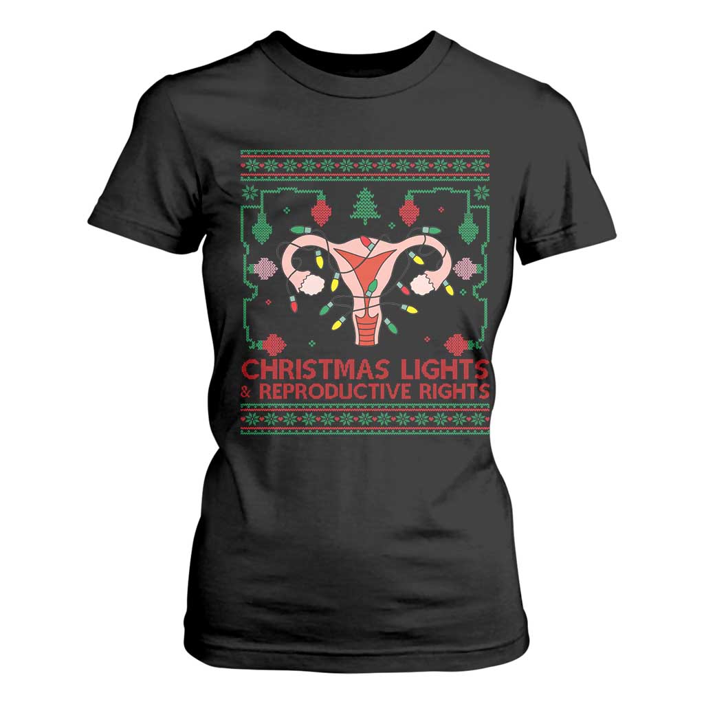 Christmas Lights And Reproductive Rights T Shirt For Women Xmas Feminist Supporter Gift TS12 Black Print Your Wear