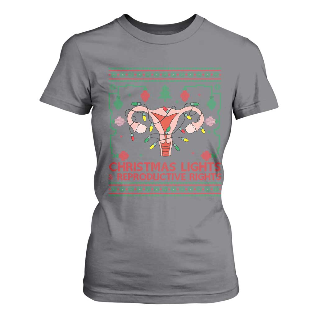 Christmas Lights And Reproductive Rights T Shirt For Women Xmas Feminist Supporter Gift TS12 Charcoal Print Your Wear