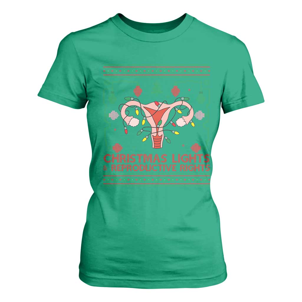 Christmas Lights And Reproductive Rights T Shirt For Women Xmas Feminist Supporter Gift TS12 Irish Green Print Your Wear