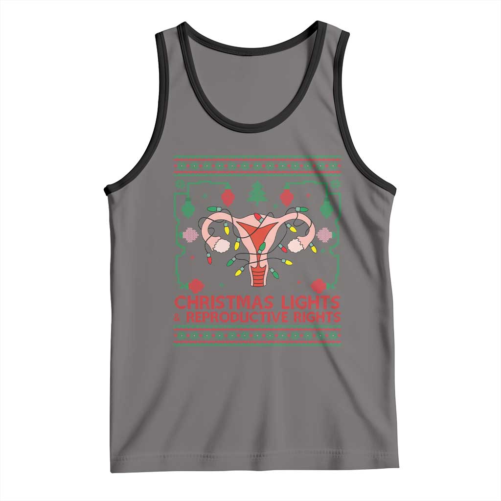 Christmas Lights And Reproductive Rights Tank Top Xmas Feminist Supporter Gift TS12 Deep Heather Black Print Your Wear