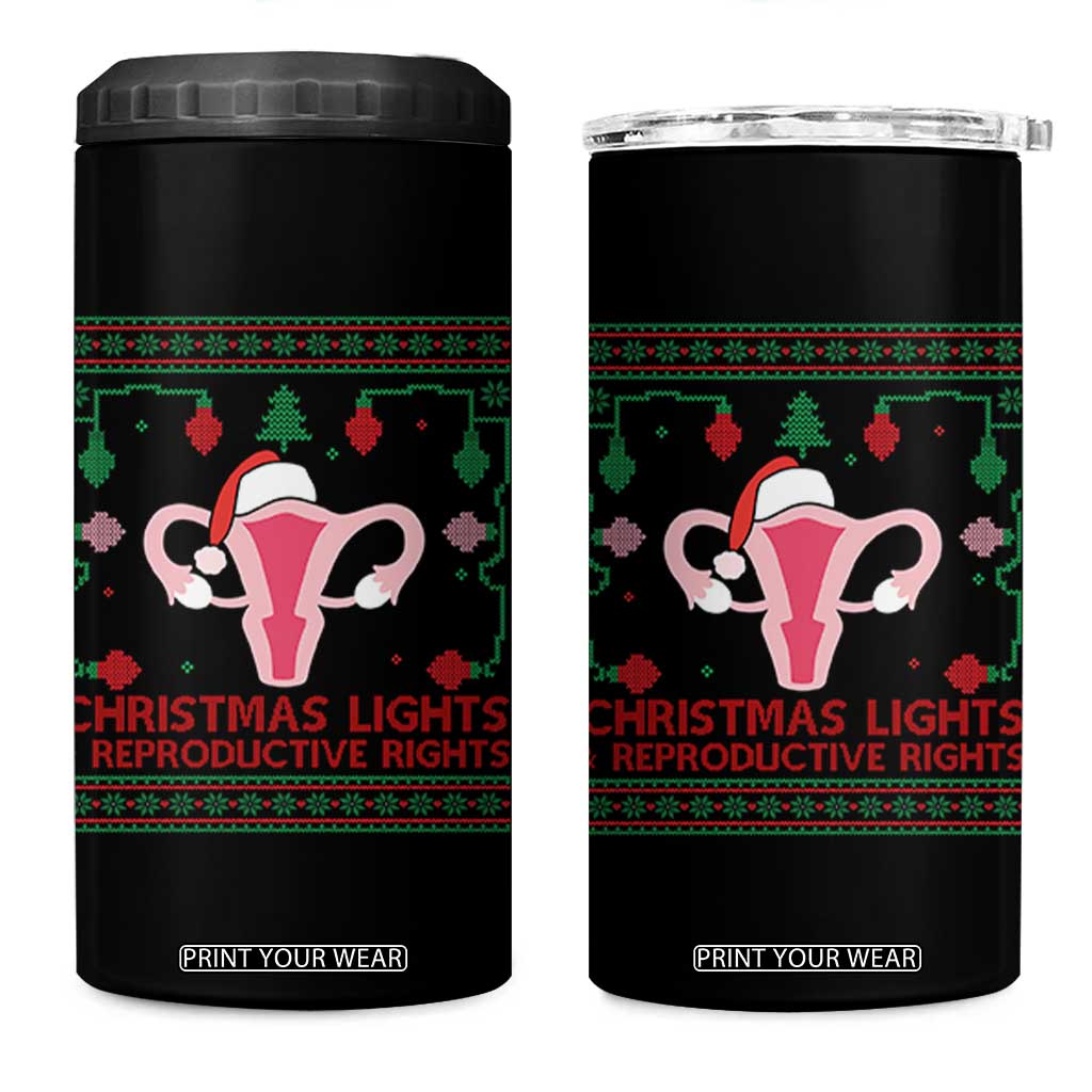 Christmas Lights And Reproductive Rights Ugly Christmas 4 in 1 Can Cooler Tumbler Feminist Holiday Gift TS12 One Size: 16 oz Black Print Your Wear