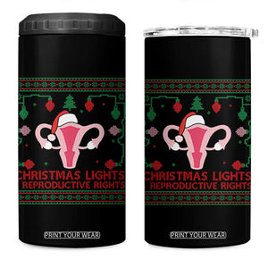 Christmas Lights And Reproductive Rights Ugly Christmas 4 in 1 Can Cooler Tumbler Feminist Holiday Gift TS12 One Size: 16 oz Black Print Your Wear