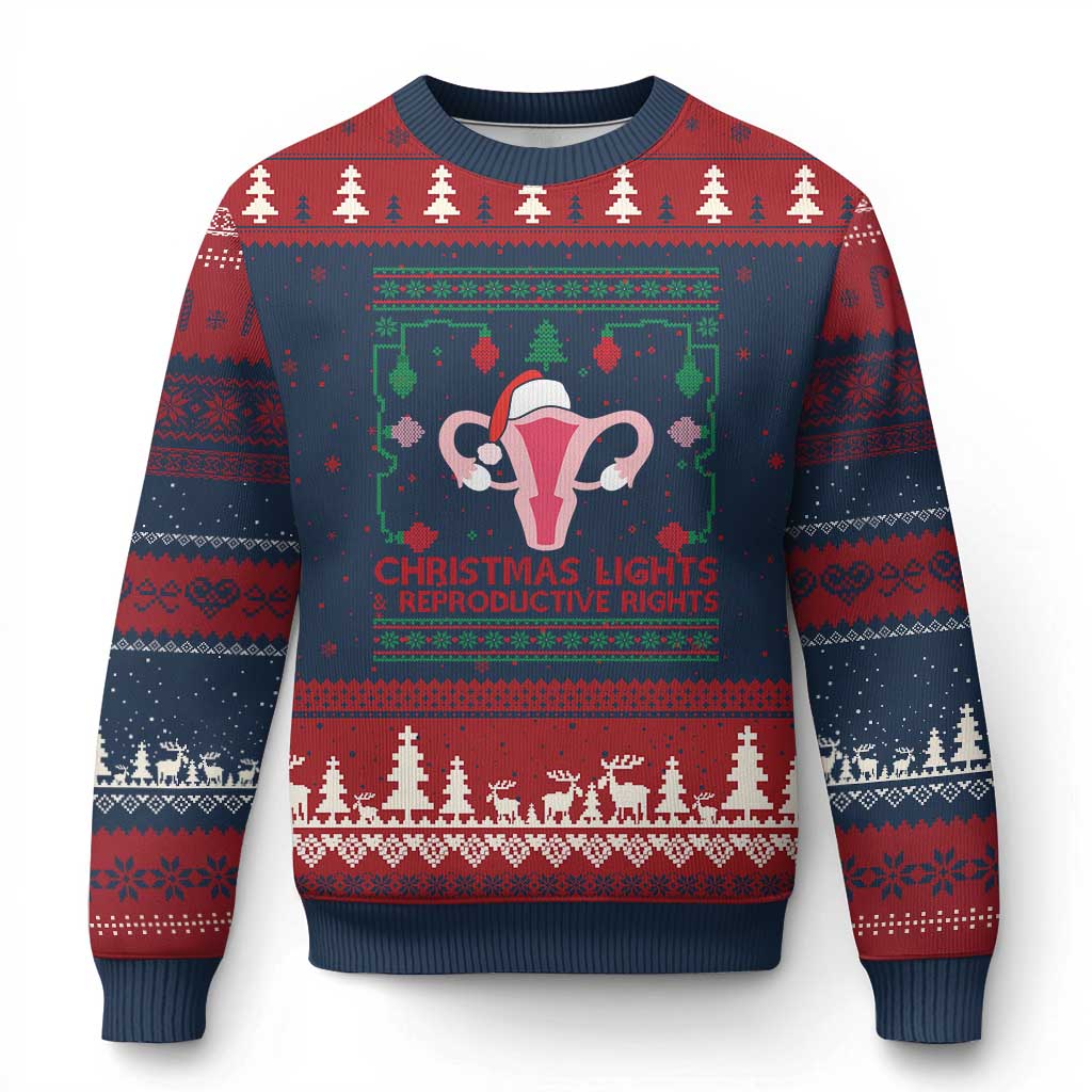 Christmas Lights And Reproductive Rights Ugly Xmas Ugly Christmas Sweater Feminist Holiday Gift TS12 Navy Red Print Your Wear