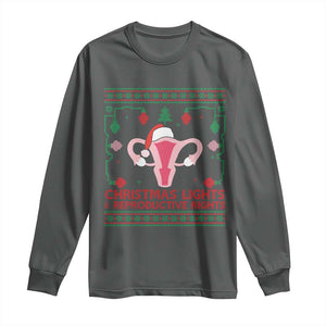Christmas Lights And Reproductive Rights Ugly Christmas Long Sleeve Shirt Feminist Holiday Gift TS12 Dark Heather Print Your Wear