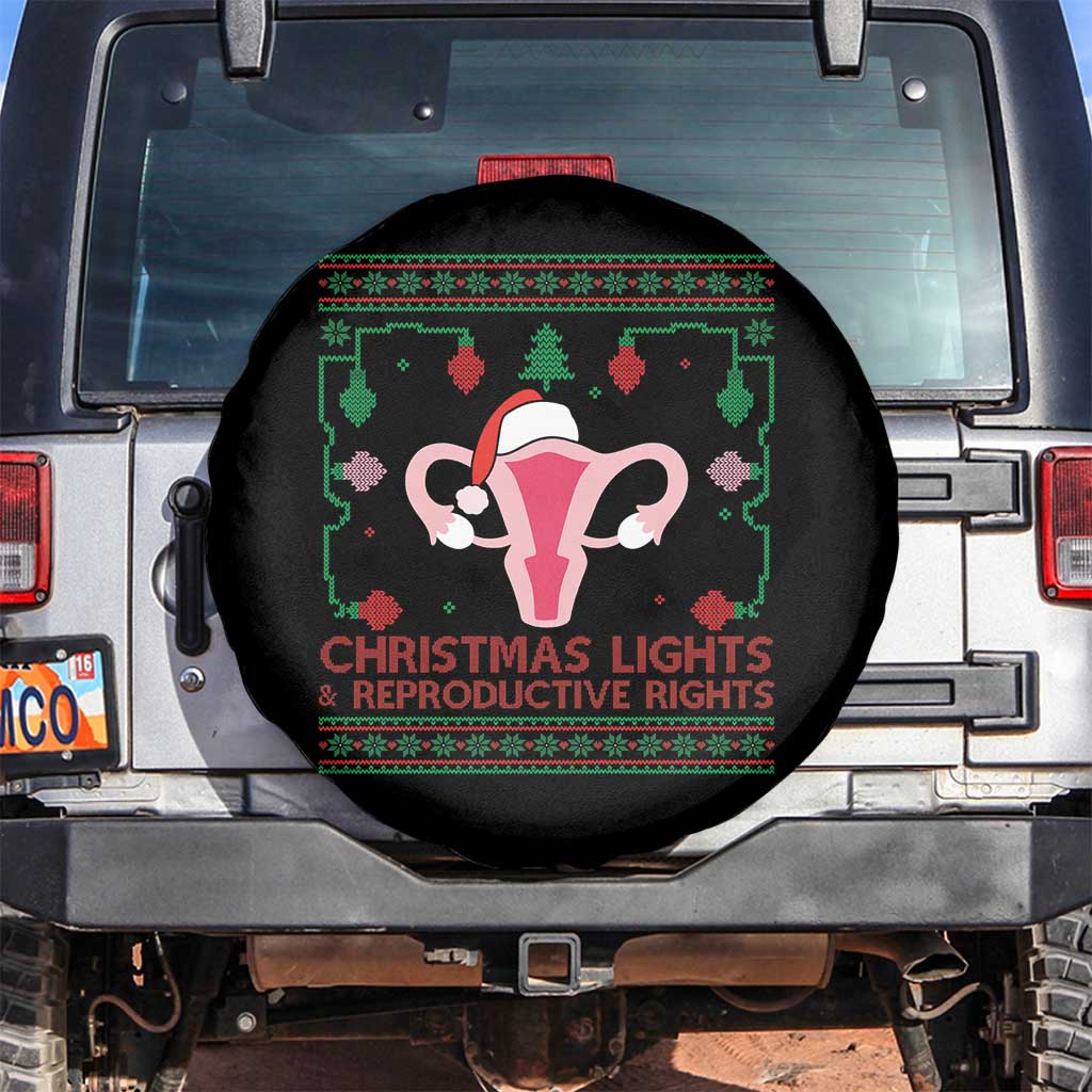 Christmas Lights And Reproductive Rights Ugly Christmas Spare Tire Cover Feminist Holiday Gift TS12 No hole Black Print Your Wear