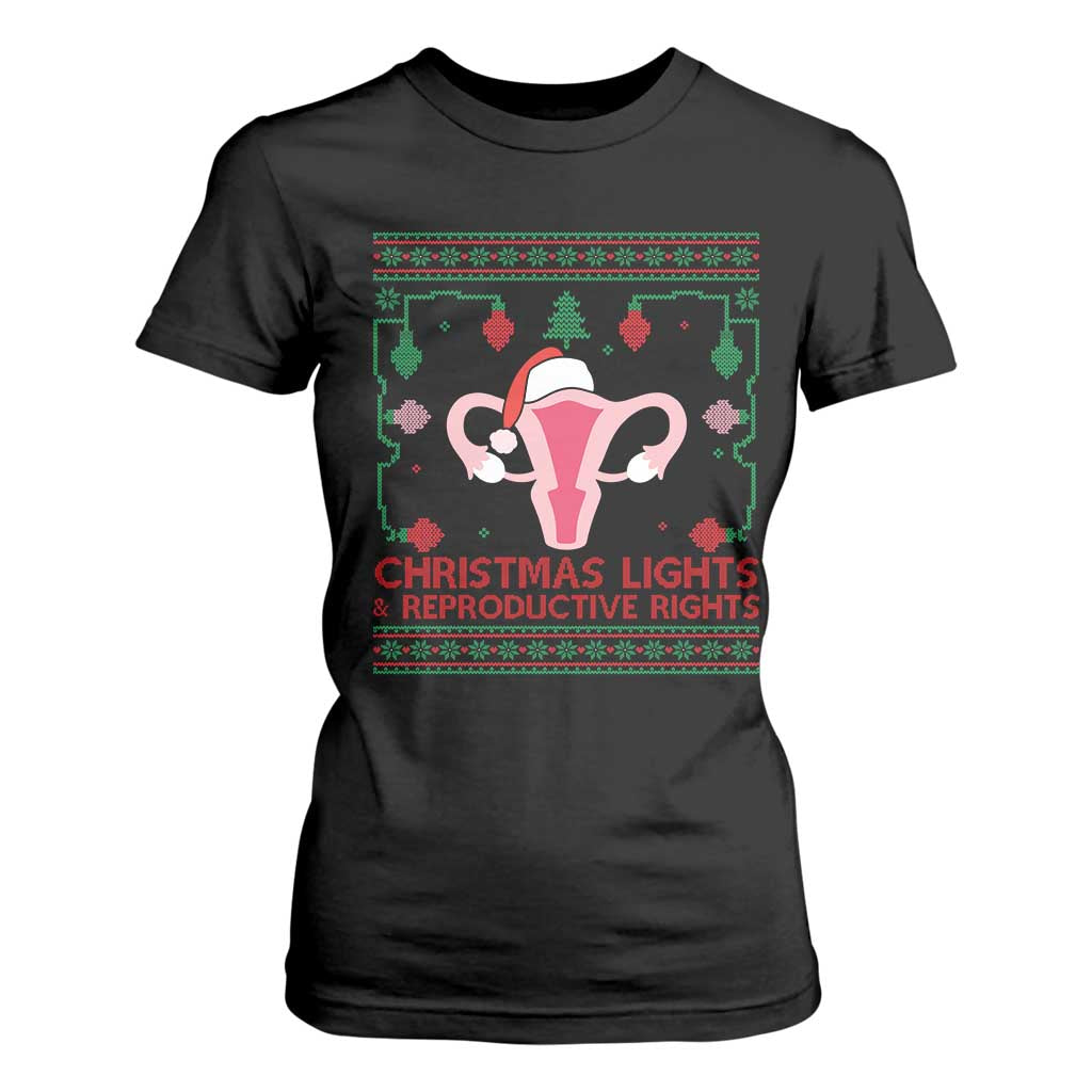 Christmas Lights And Reproductive Rights Ugly Christmas T Shirt For Women Feminist Holiday Gift TS12 Black Print Your Wear