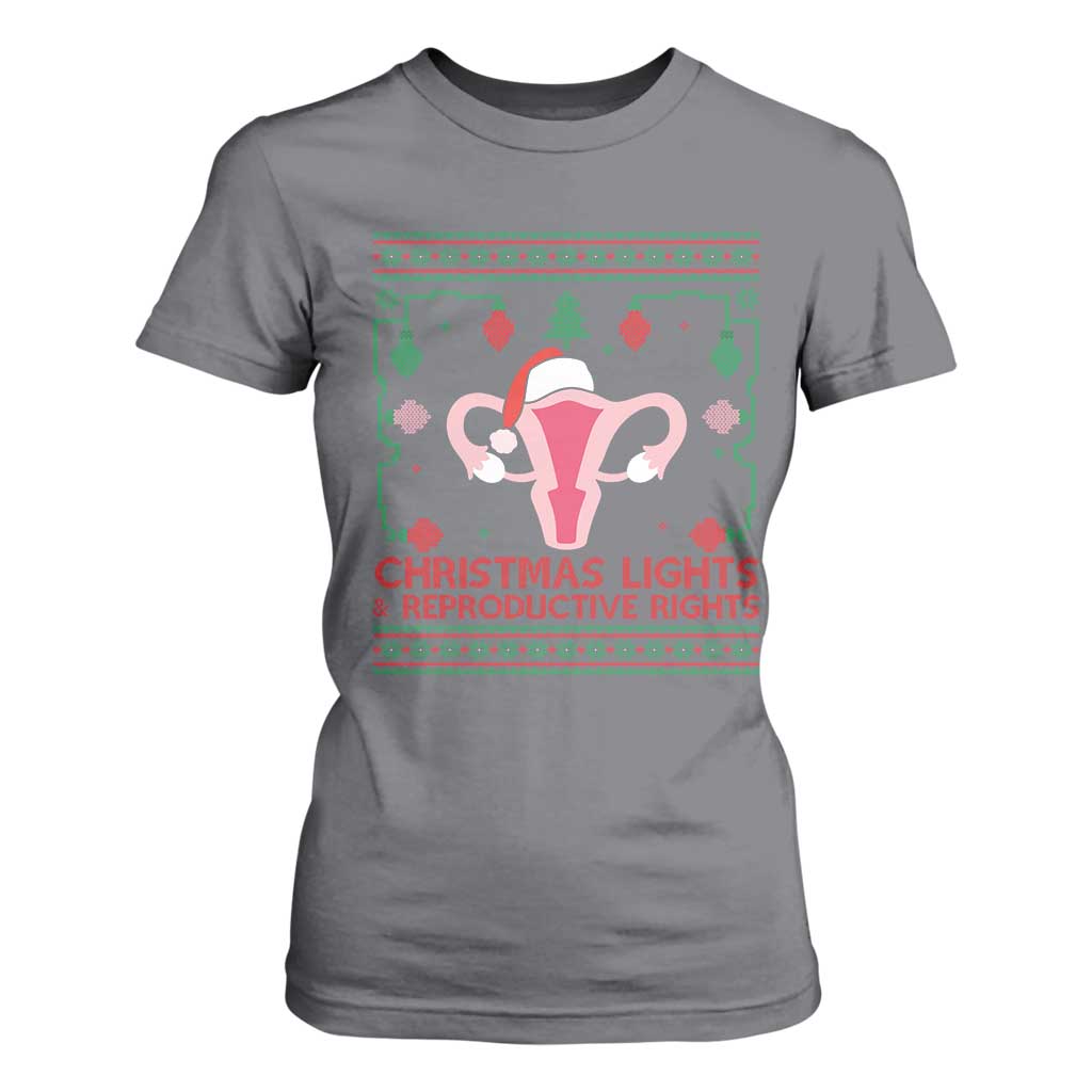 Christmas Lights And Reproductive Rights Ugly Christmas T Shirt For Women Feminist Holiday Gift TS12 Charcoal Print Your Wear