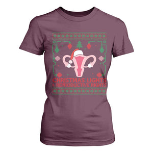 Christmas Lights And Reproductive Rights Ugly Christmas T Shirt For Women Feminist Holiday Gift TS12 Maroon Print Your Wear