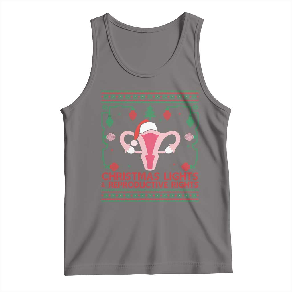 Christmas Lights And Reproductive Rights Ugly Christmas Tank Top Feminist Holiday Gift TS12 Deep Heather Print Your Wear