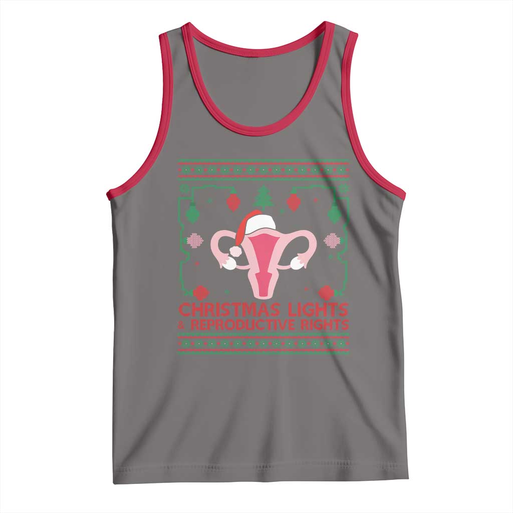 Christmas Lights And Reproductive Rights Ugly Christmas Tank Top Feminist Holiday Gift TS12 Deep Heather Red Print Your Wear
