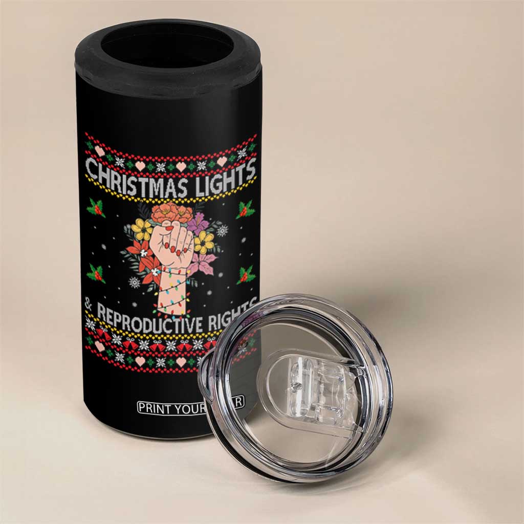 Funny Feminist Lights And Reproductive Rights 4 in 1 Can Cooler Tumbler Ugly Christmas Gift TS12 Print Your Wear