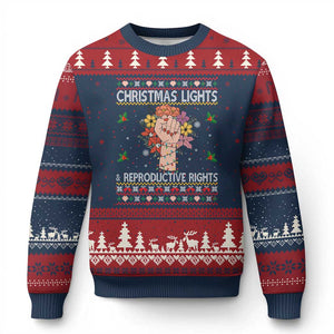 Funny Feminist Lights And Reproductive Rights Ugly Christmas Sweater Ugly Xmas Gift TS12 Navy Red Print Your Wear