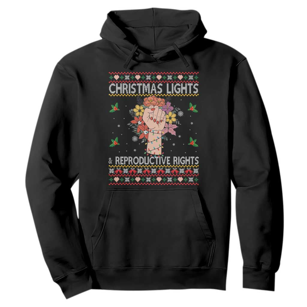 Funny Feminist Lights And Reproductive Rights Hoodie Ugly Christmas Gift TS12 Black Print Your Wear