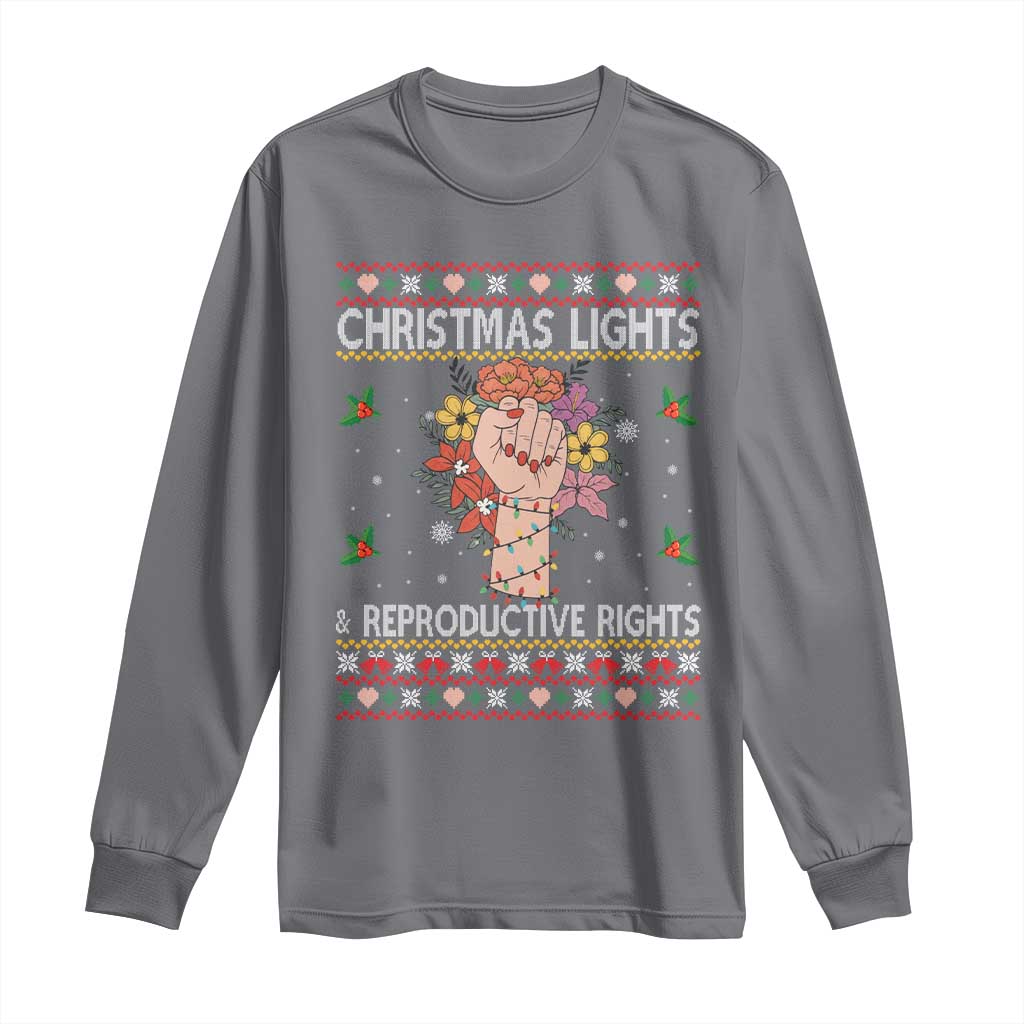 Funny Feminist Lights And Reproductive Rights Long Sleeve Shirt Ugly Christmas Gift TS12 Charcoal Print Your Wear