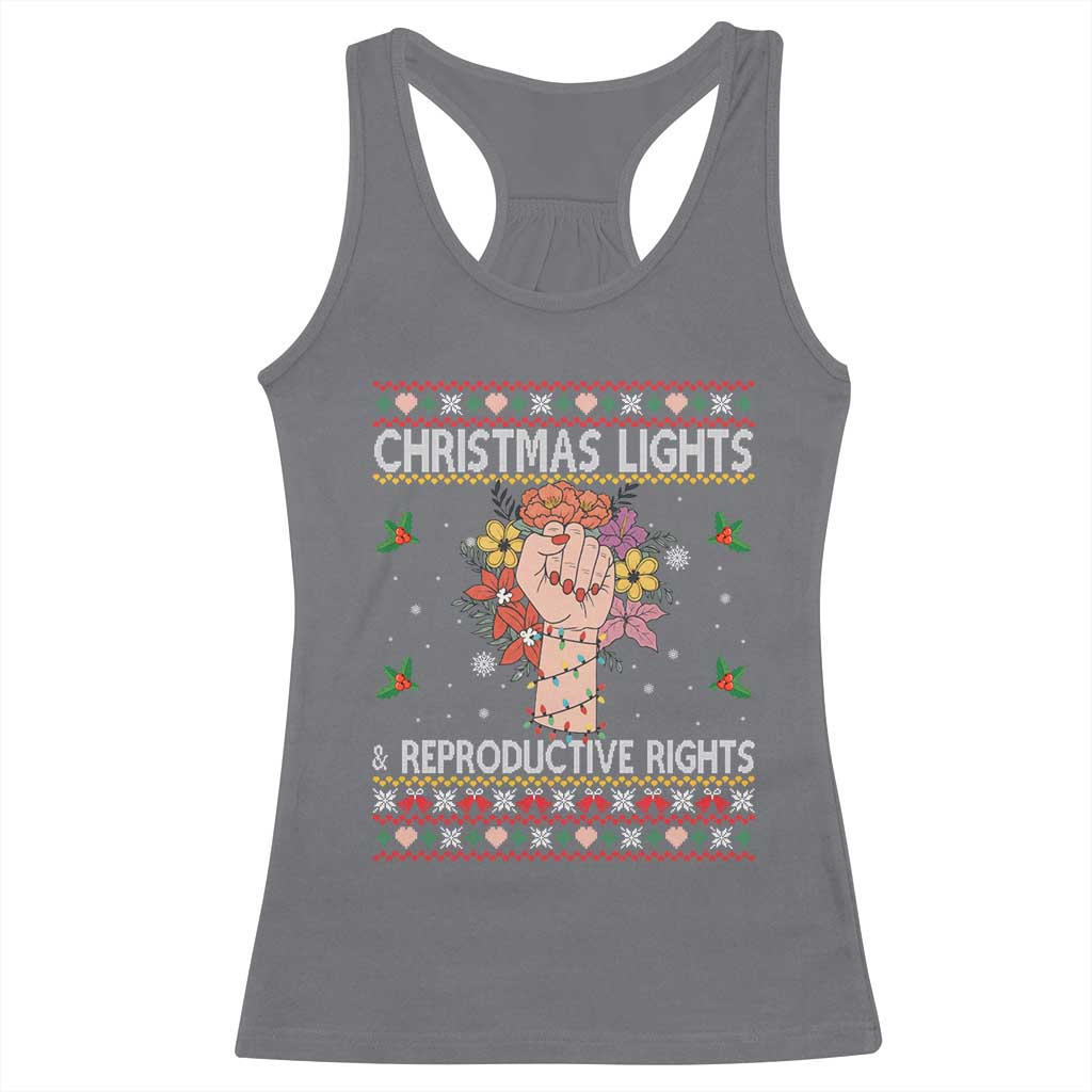 Funny Feminist Lights And Reproductive Rights Racerback Tank Top Ugly Christmas Gift TS12 Charcoal Print Your Wear