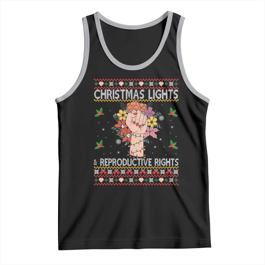 Funny Feminist Lights And Reproductive Rights Tank Top Ugly Christmas Gift TS12 Black Athletic Heather Print Your Wear