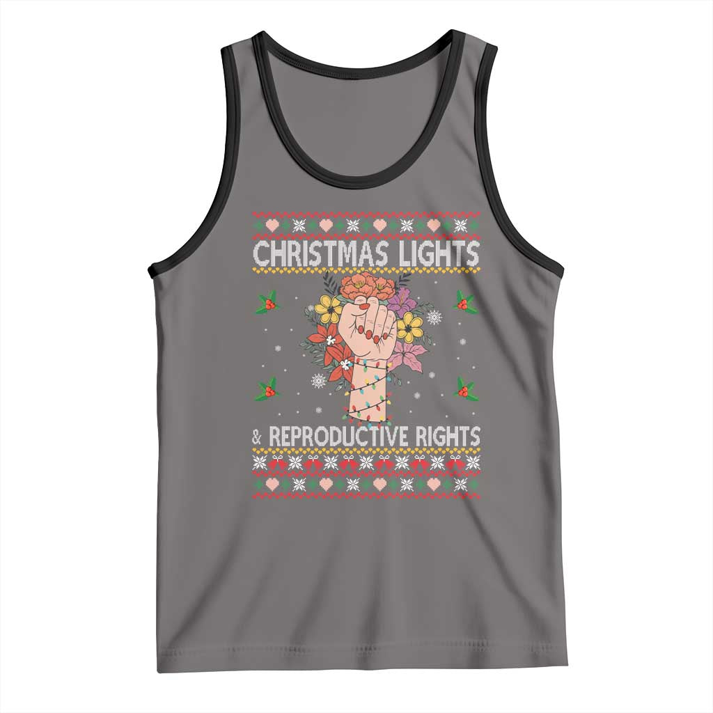 Funny Feminist Lights And Reproductive Rights Tank Top Ugly Christmas Gift TS12 Deep Heather Black Print Your Wear