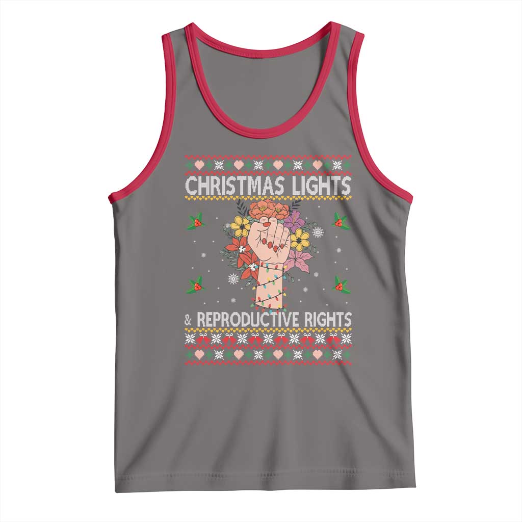 Funny Feminist Lights And Reproductive Rights Tank Top Ugly Christmas Gift TS12 Deep Heather Red Print Your Wear