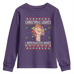 Funny Feminist Lights And Reproductive Rights Youth Sweatshirt Ugly Christmas Gift TS12 Purple Print Your Wear