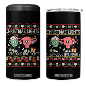 Funny Feminist Christmas Lights And Reproductive Rights Ugly Holiday Gift 4 in 1 Can Cooler Tumbler TS12 One Size: 16 oz Black Print Your Wear