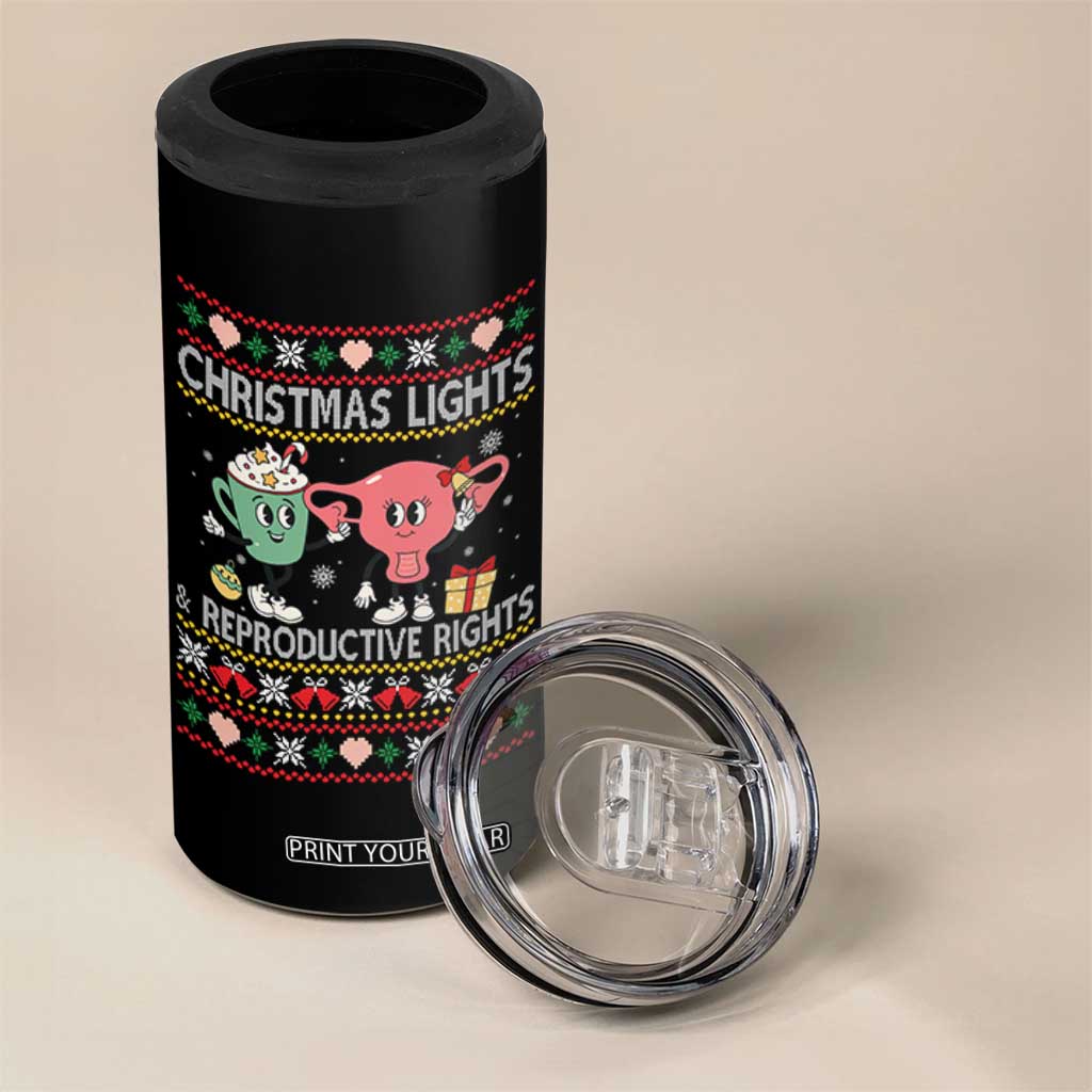 Funny Feminist Christmas Lights And Reproductive Rights Ugly Holiday Gift 4 in 1 Can Cooler Tumbler TS12 Print Your Wear