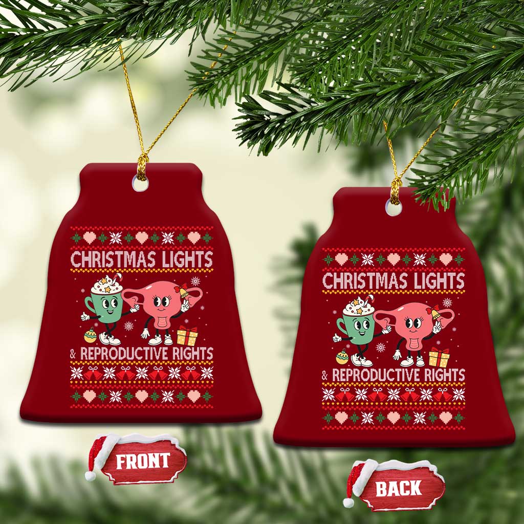 Funny Feminist Christmas Lights And Reproductive Rights Ugly Holiday Gift Ceramic Ornament TS12 Print Your Wear