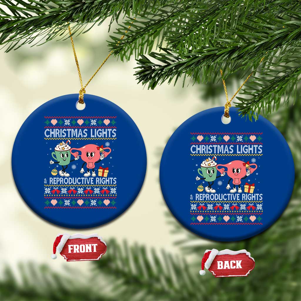 Funny Feminist Christmas Lights And Reproductive Rights Ugly Holiday Gift Ceramic Ornament TS12 1pc Blue Print Your Wear