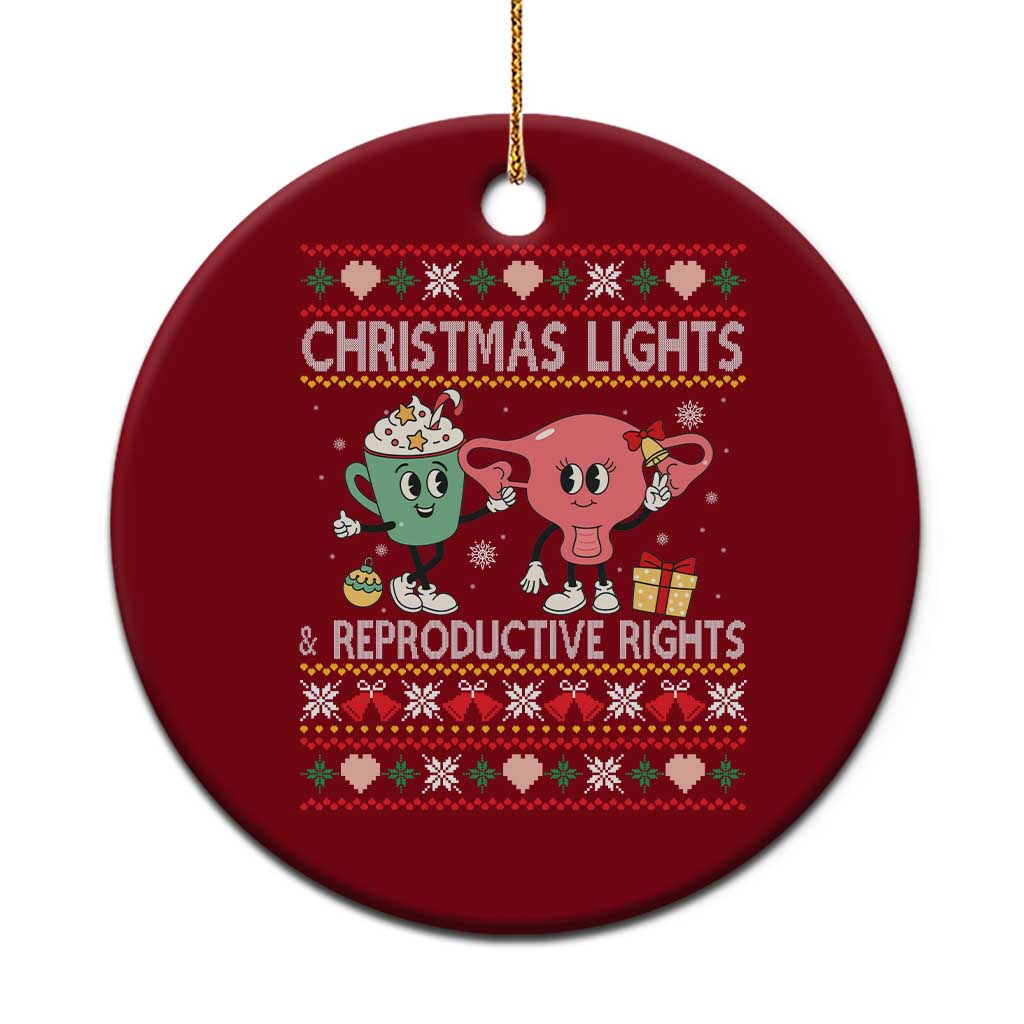 Funny Feminist Christmas Lights And Reproductive Rights Ugly Holiday Gift Ceramic Ornament TS12 1pc Red Print Your Wear