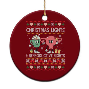 Funny Feminist Christmas Lights And Reproductive Rights Ugly Holiday Gift Ceramic Ornament TS12 1pc Red Print Your Wear