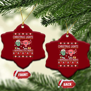 Funny Feminist Christmas Lights And Reproductive Rights Ugly Holiday Gift Ceramic Ornament TS12 Print Your Wear