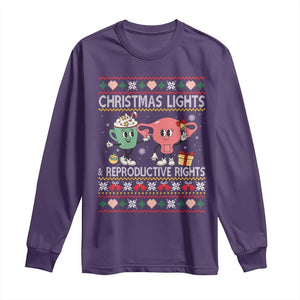 Funny Feminist Christmas Lights And Reproductive Rights Ugly Holiday Gift Long Sleeve Shirt TS12 Purple Print Your Wear