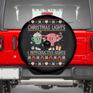 Funny Feminist Christmas Lights And Reproductive Rights Ugly Holiday Gift Spare Tire Cover TS12 Black Print Your Wear