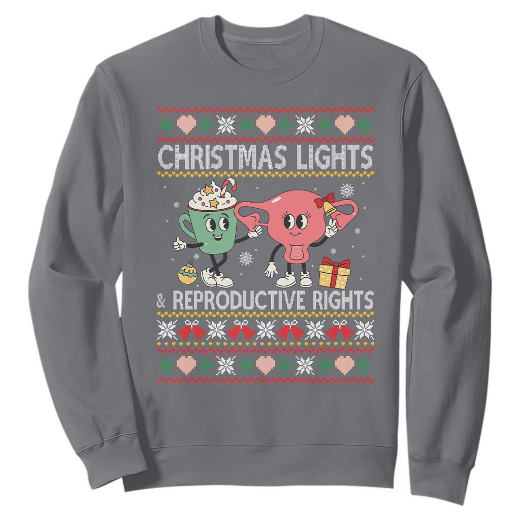 Funny Feminist Christmas Lights And Reproductive Rights Ugly Holiday Gift Sweatshirt TS12 Charcoal Print Your Wear