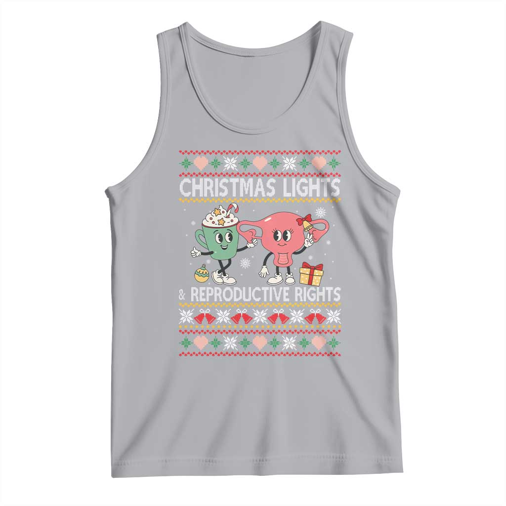Funny Feminist Christmas Lights And Reproductive Rights Ugly Holiday Gift Tank Top TS12 Athletic Heather Print Your Wear