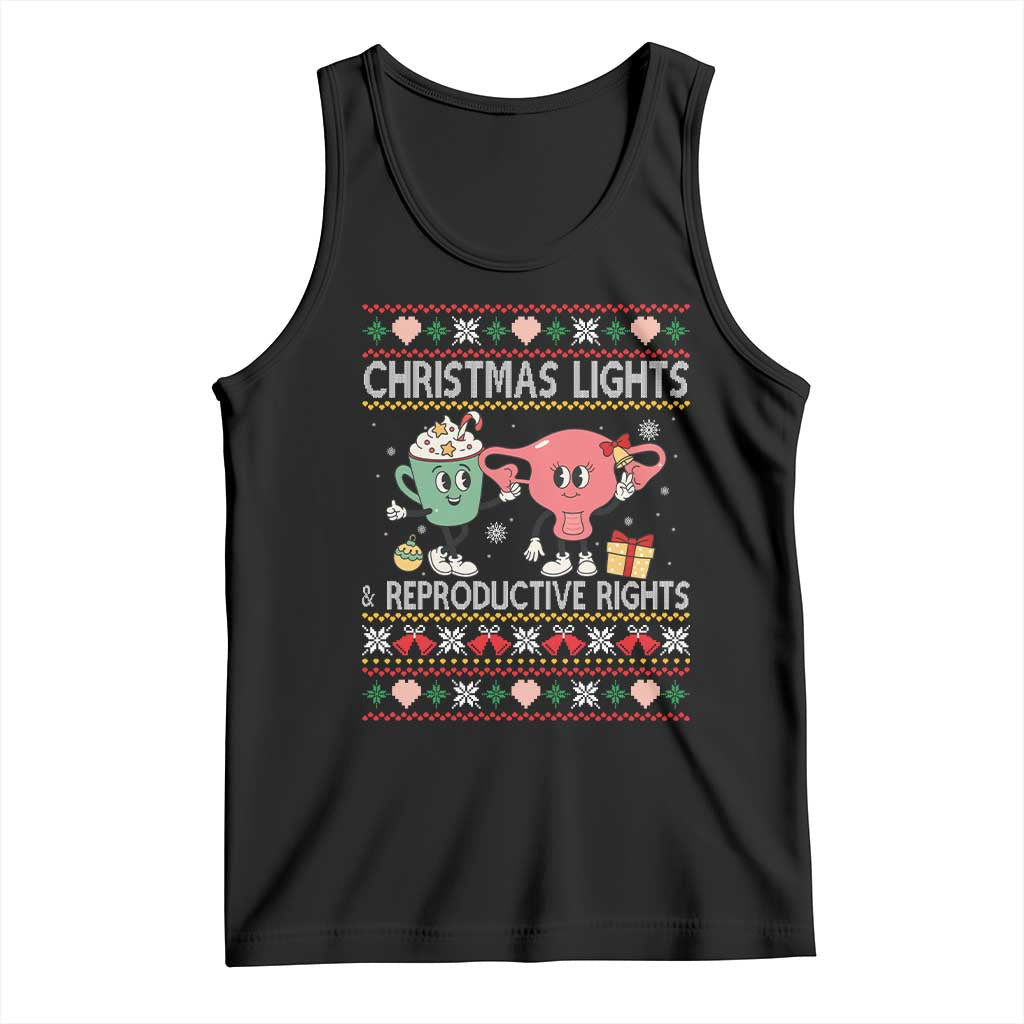Funny Feminist Christmas Lights And Reproductive Rights Ugly Holiday Gift Tank Top TS12 Black Print Your Wear