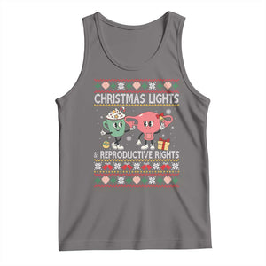 Funny Feminist Christmas Lights And Reproductive Rights Ugly Holiday Gift Tank Top TS12 Deep Heather Print Your Wear