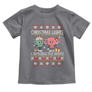 Funny Feminist Christmas Lights And Reproductive Rights Ugly Holiday Gift Toddler T Shirt TS12 Charcoal Print Your Wear