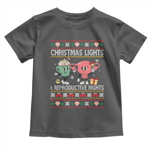 Funny Feminist Christmas Lights And Reproductive Rights Ugly Holiday Gift Toddler T Shirt TS12 Dark Heather Print Your Wear